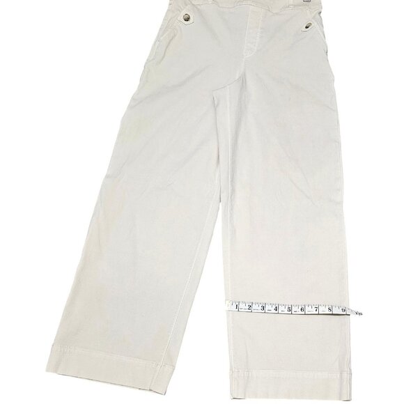 Spanx White Twill Crop Wide-Leg Cotton Blend High-Waist Pants M/M - Picture 13 of 16